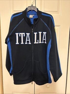 Adult Black & Blue Zip-Up Italia Track Jacket.  Great condition